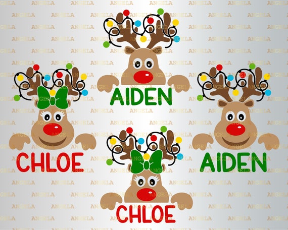 Download Art Collectibles Clip Art Monogram Christmas Lights On Antlers Svg Funny Kids Silhouette Png Eps Dxf Vinyl Decal Digital Cut Files Deer Face Peeping Reindeer Svg