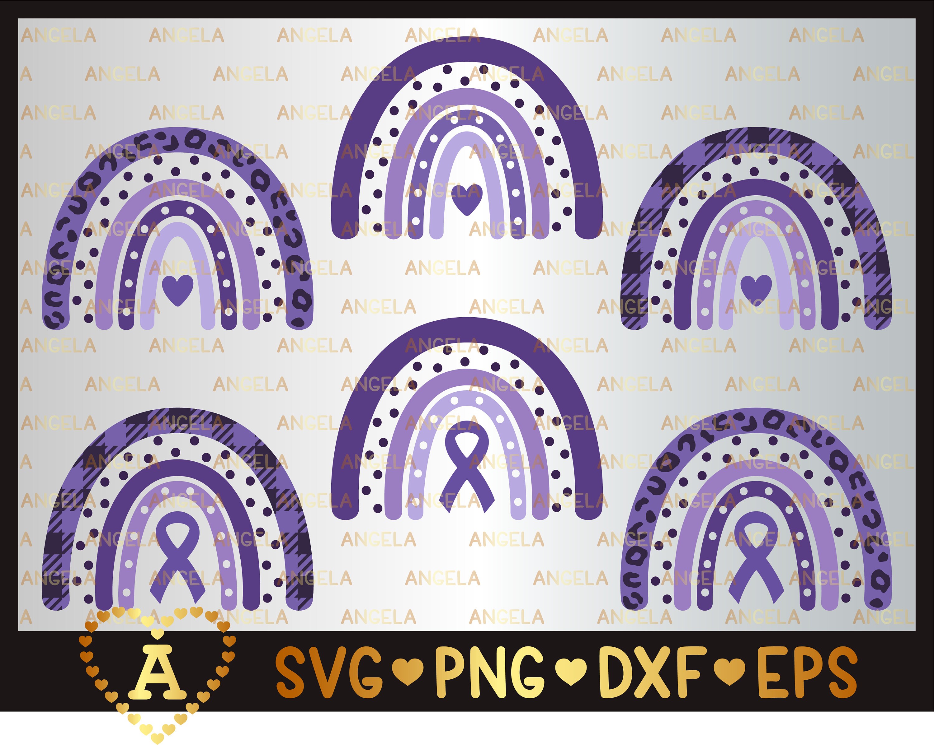 Awareness Rainbow SVG Bundle, Leopard Purple Rainbow Svg, Support Rib…