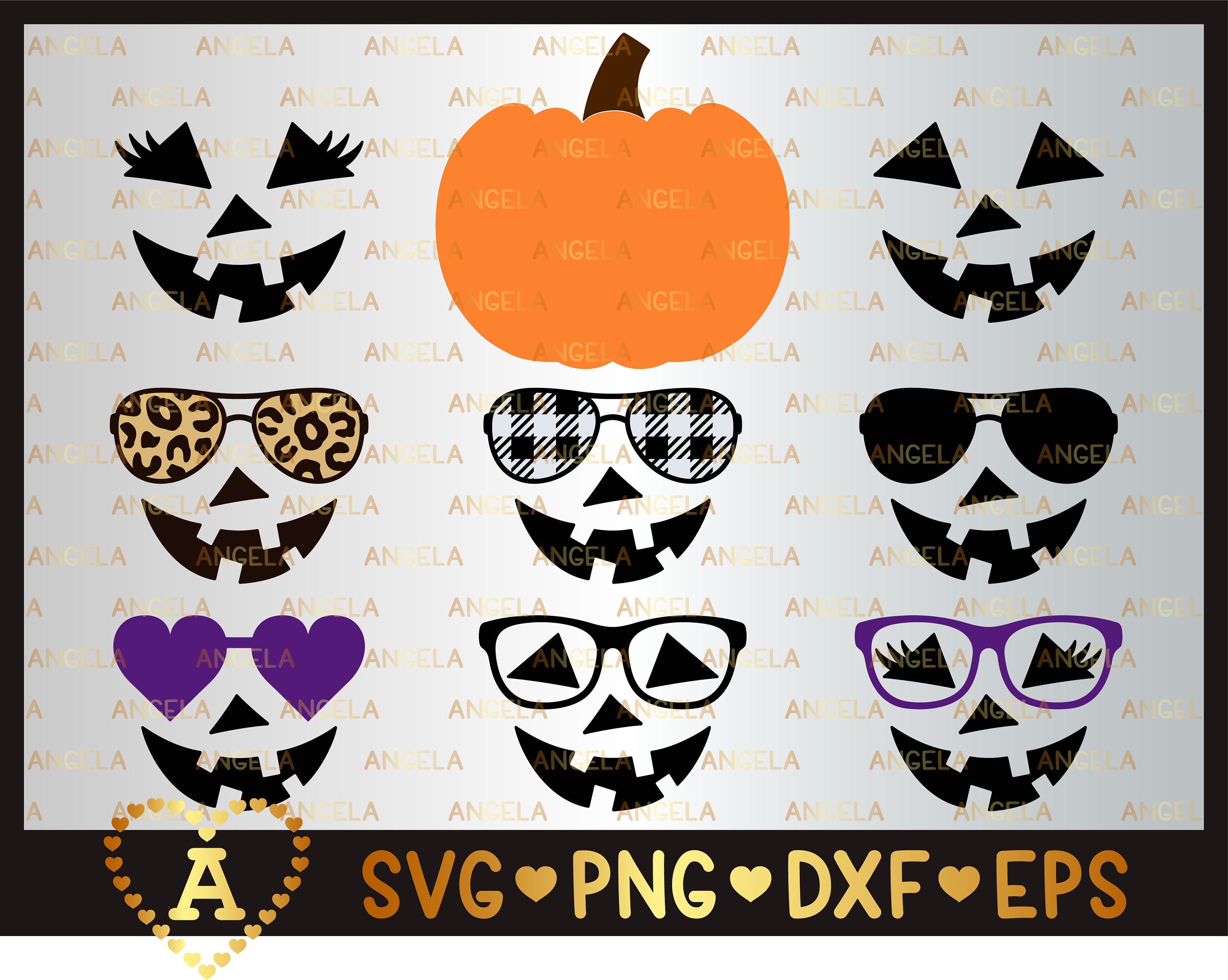 Jack O Lantern Face Svg Bundle, Cute Halloween Faces Svg, Pumpkin, Le…