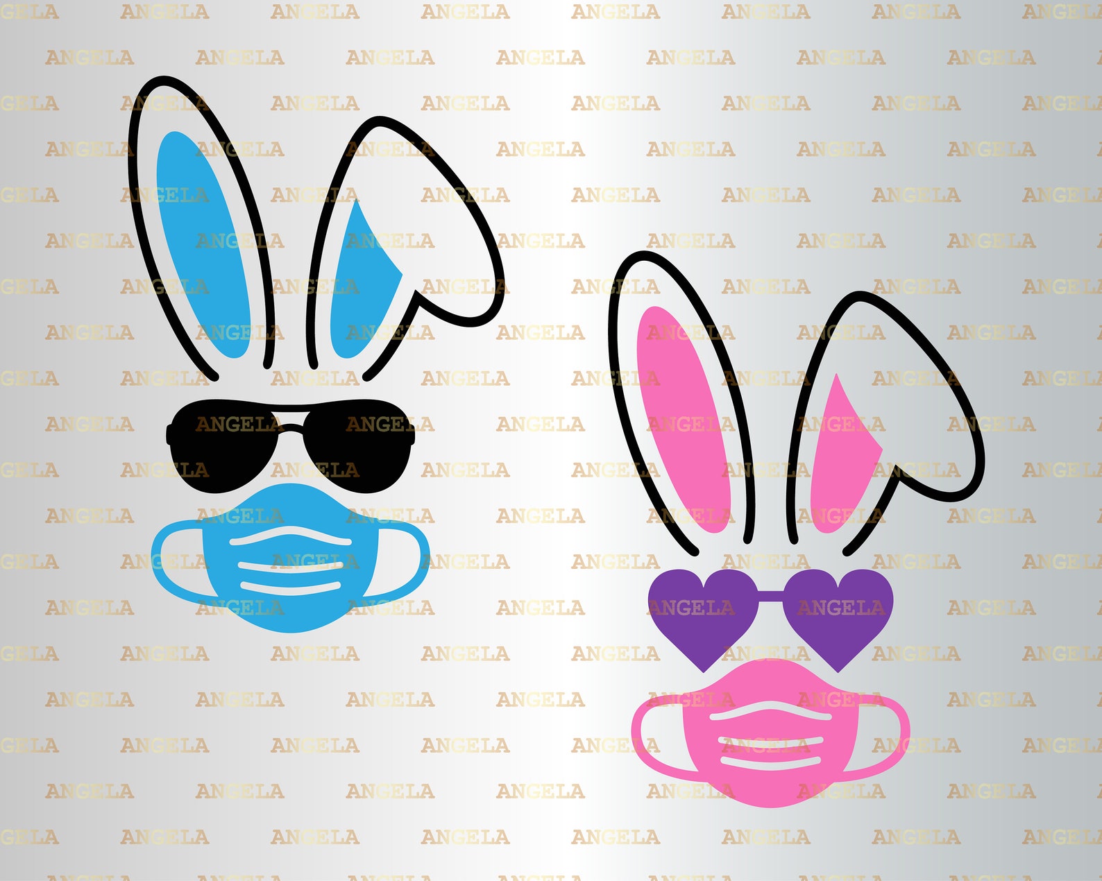 Download Bunny Face SVG Bunny with Mask Svg Quarantine Easter Svg ...