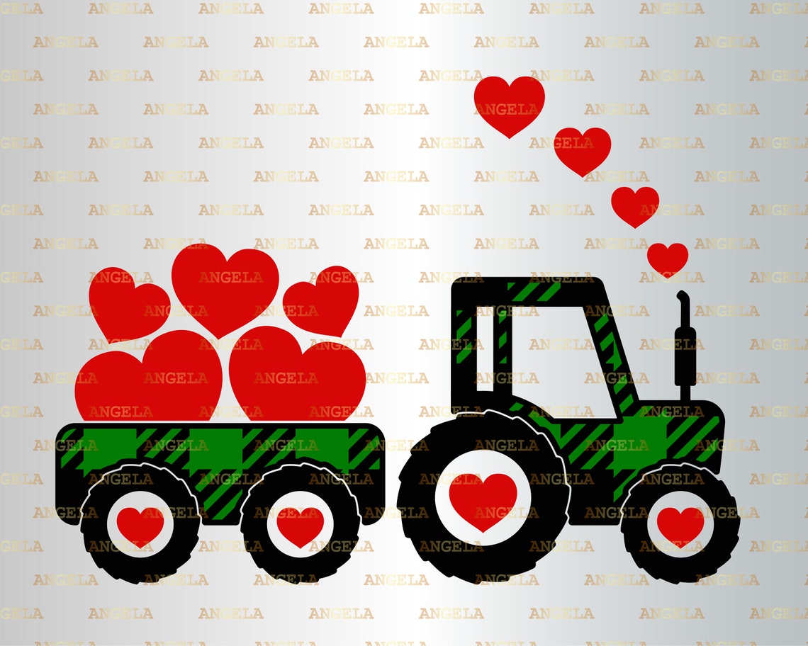 Valentine Tractor Svg Plaid Tractor With Hearts Svg | Etsy