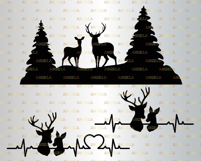 Deer Family Forest SVG Deer Svg Deer Head Svg Reindeer | Etsy