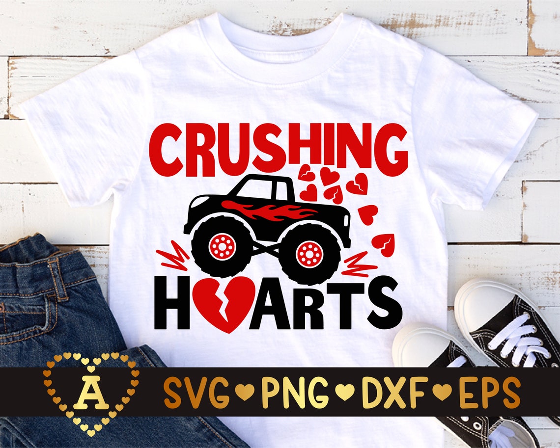Crushing Hearts Svg Valentines SVG Monster Truck Svg Etsy