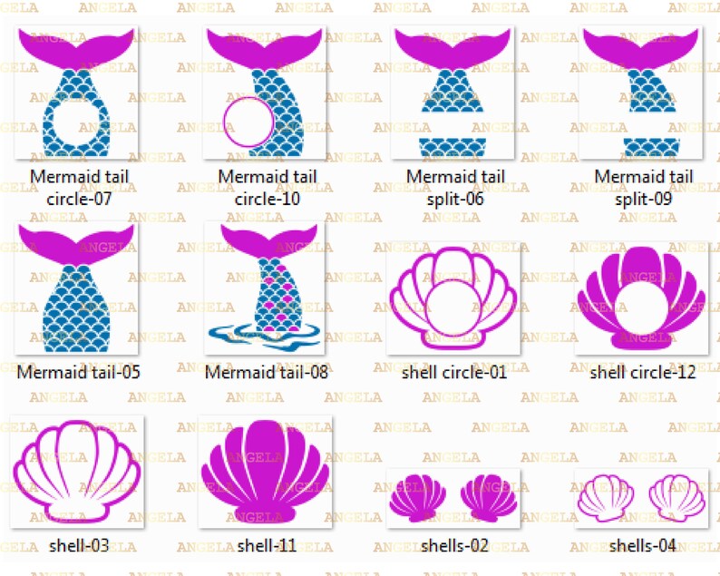 Download Girls Circle Monogram Seashell Silhouette Png Eps Dxf Vinyl Decal Digital Cut Files Bundle Mermaid Tail Svg Mermaid Scales Mermaid Svg Clip Art Art Collectibles