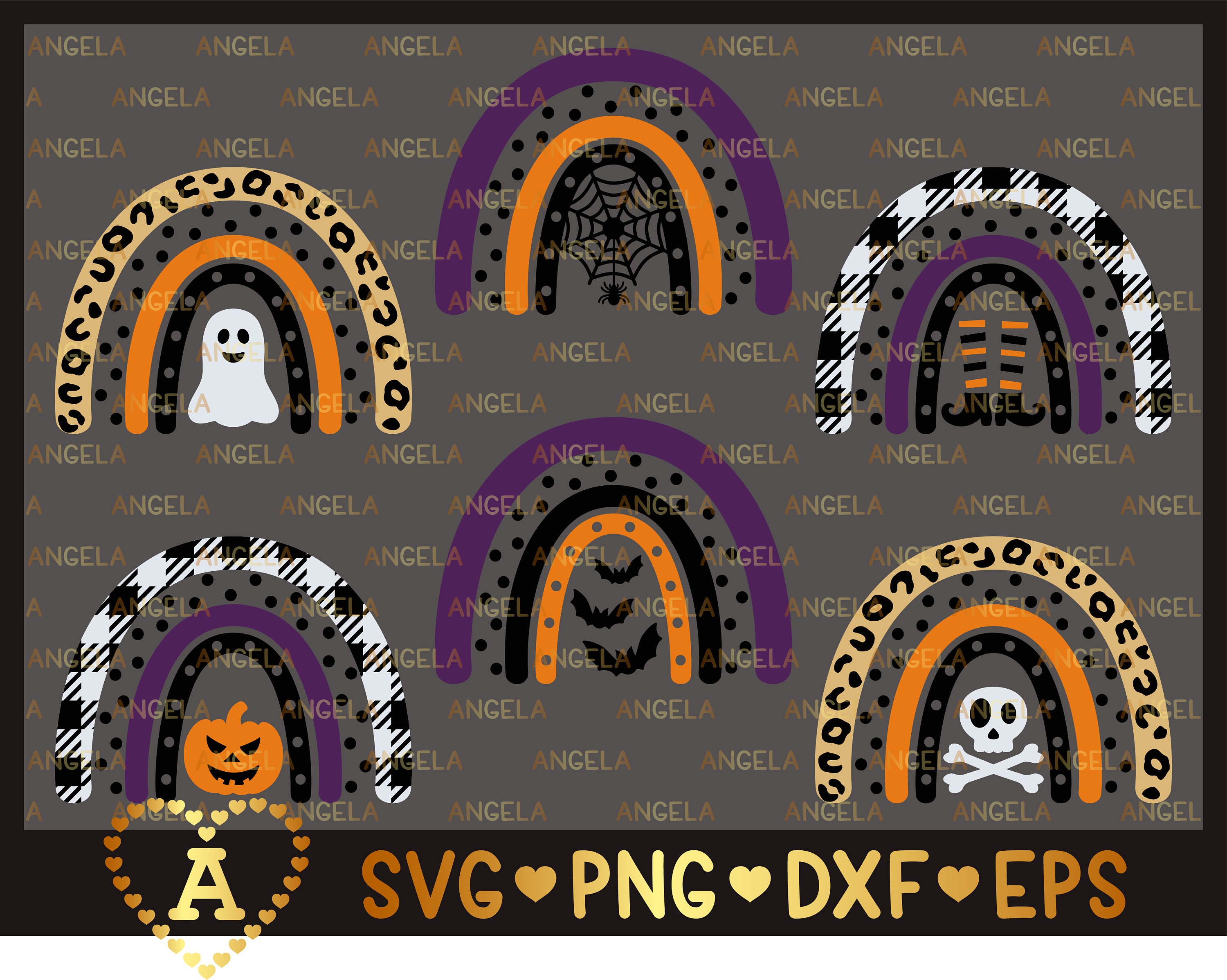 Halloween Rainbow Svg, Jack O Lantern Rainbow Svg, Leopard Rainbow, R…