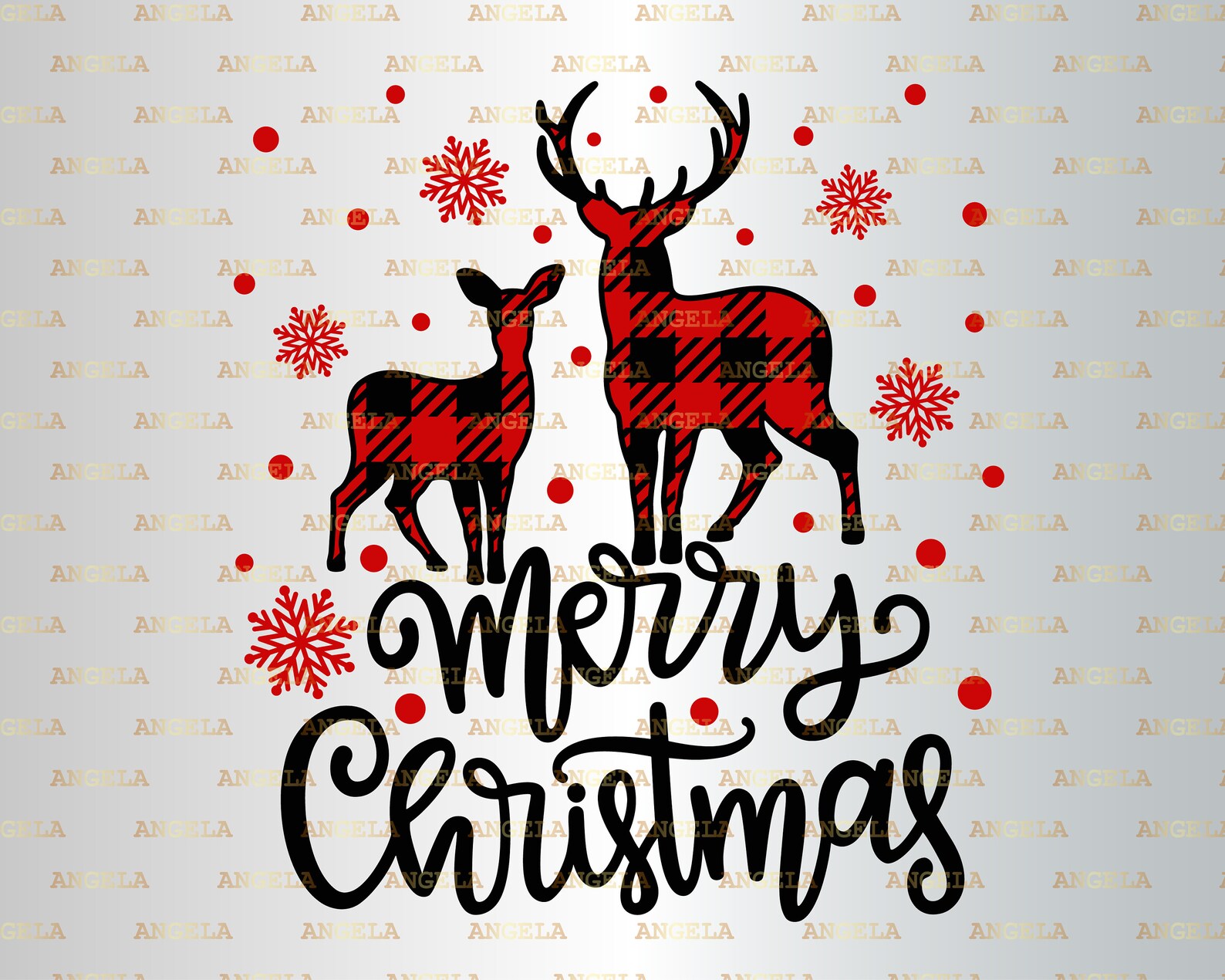 Merry Christmas Svg Plaid Deer Svg Winter Holiday Svg Stag  Etsy