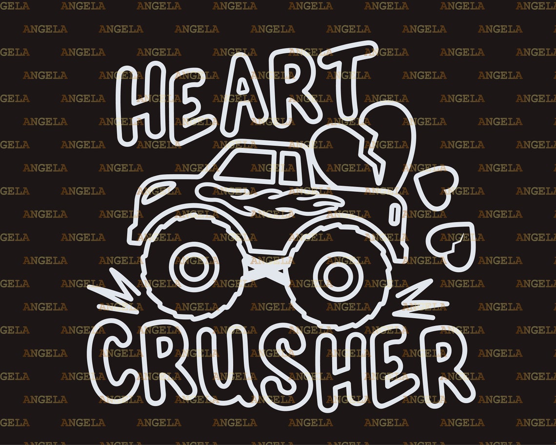 Heart Crusher Svg Monster Truck Coloring Svg Valentine Svg | Etsy