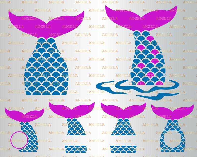 Download Girls Circle Monogram Seashell Silhouette Png Eps Dxf Vinyl Decal Digital Cut Files Bundle Mermaid Tail Svg Mermaid Scales Mermaid Svg Clip Art Art Collectibles
