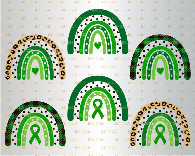 Download Art Collectibles Clip Art Silhouette Png Eps Dxf Vinyl Decal Digital Cut File Tbi Green Rainbow Svg Cerebral Palsy Green Awareness Ribbon Svg Leopard Rainbow Svg