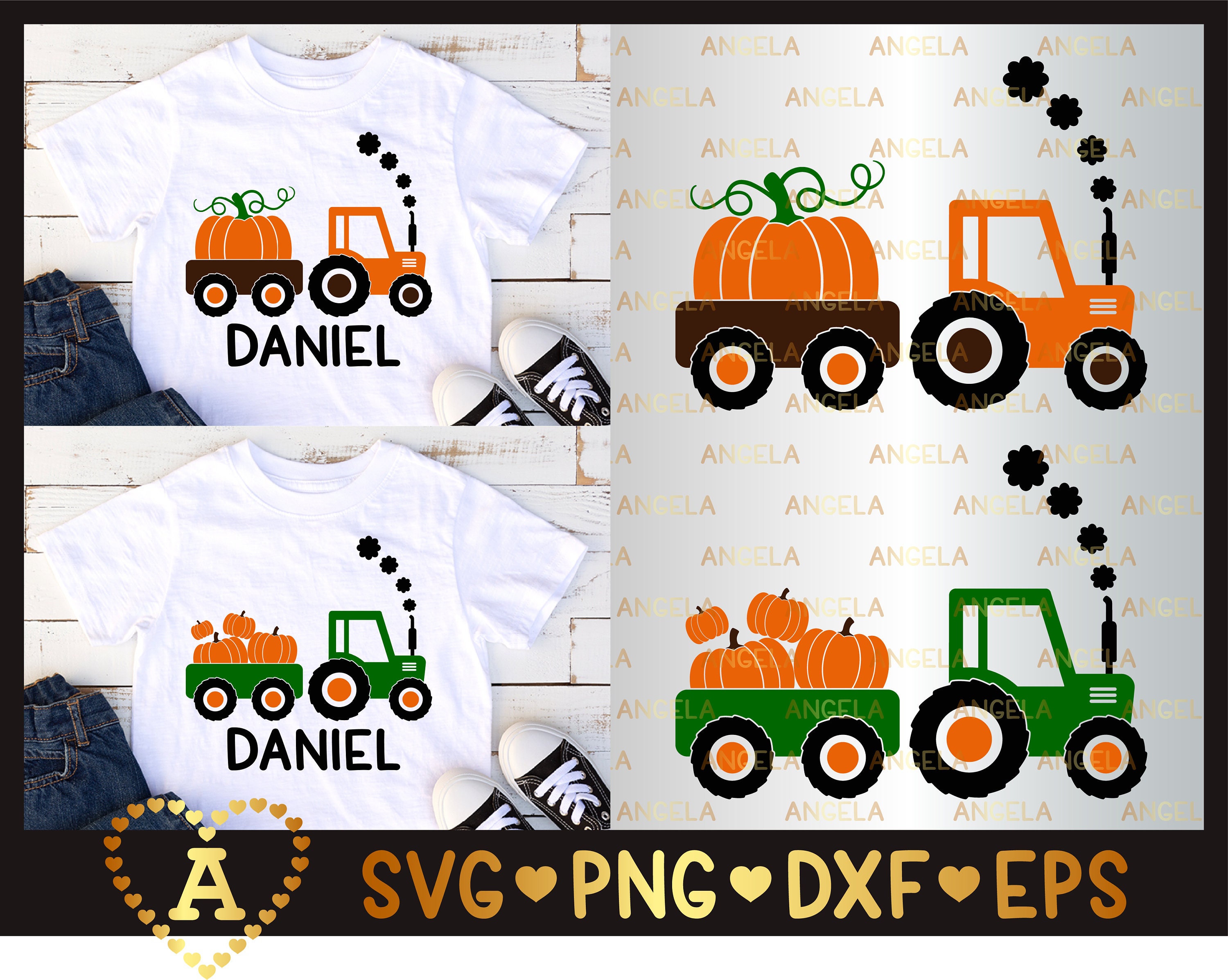 Fall Tractor SVG, Pumpkin SVG, Tractor With Pumpkins, Halloween, Truc…