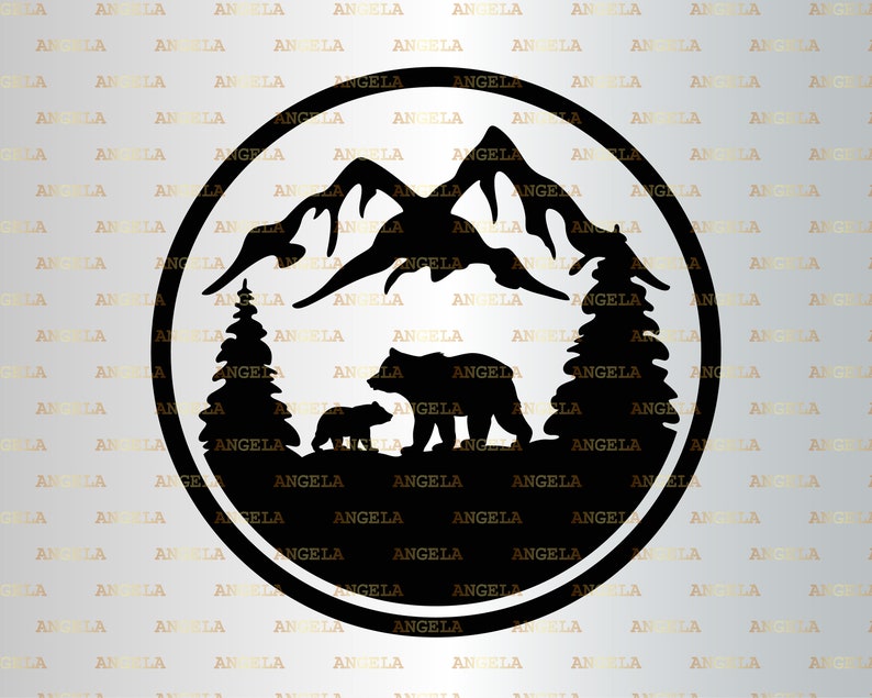 Download Bear Mountain Scene Svg Baby Bear Mama Bear Animal Silhouette Png Eps Dxf Vinyl Decal Digital Cut Files Bear Family Forest Svg Bear Svg Clip Art Art Collectibles Kromasol Com