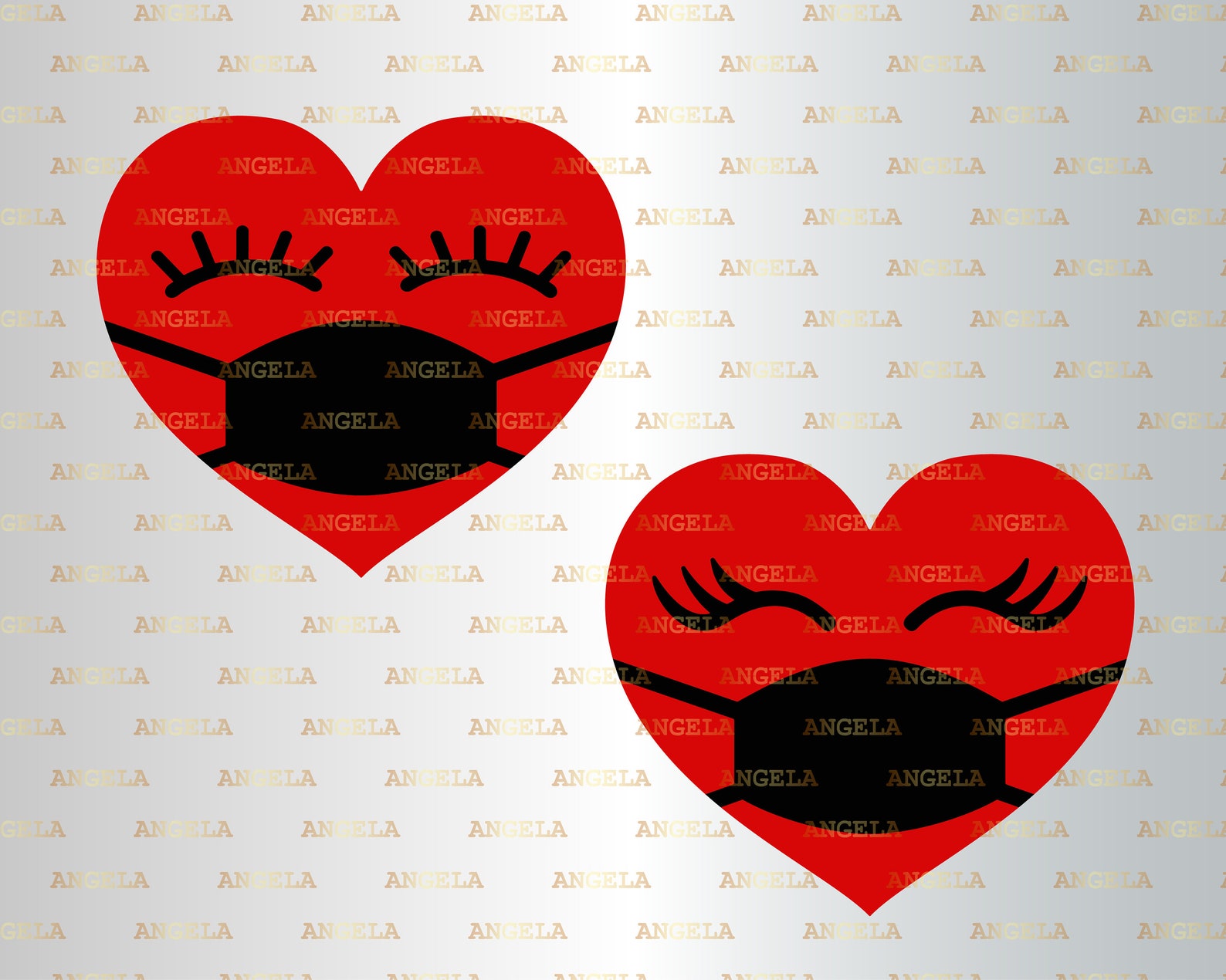 Download Valentine Quarantine Svg Heart with Face Mask Svg | Etsy