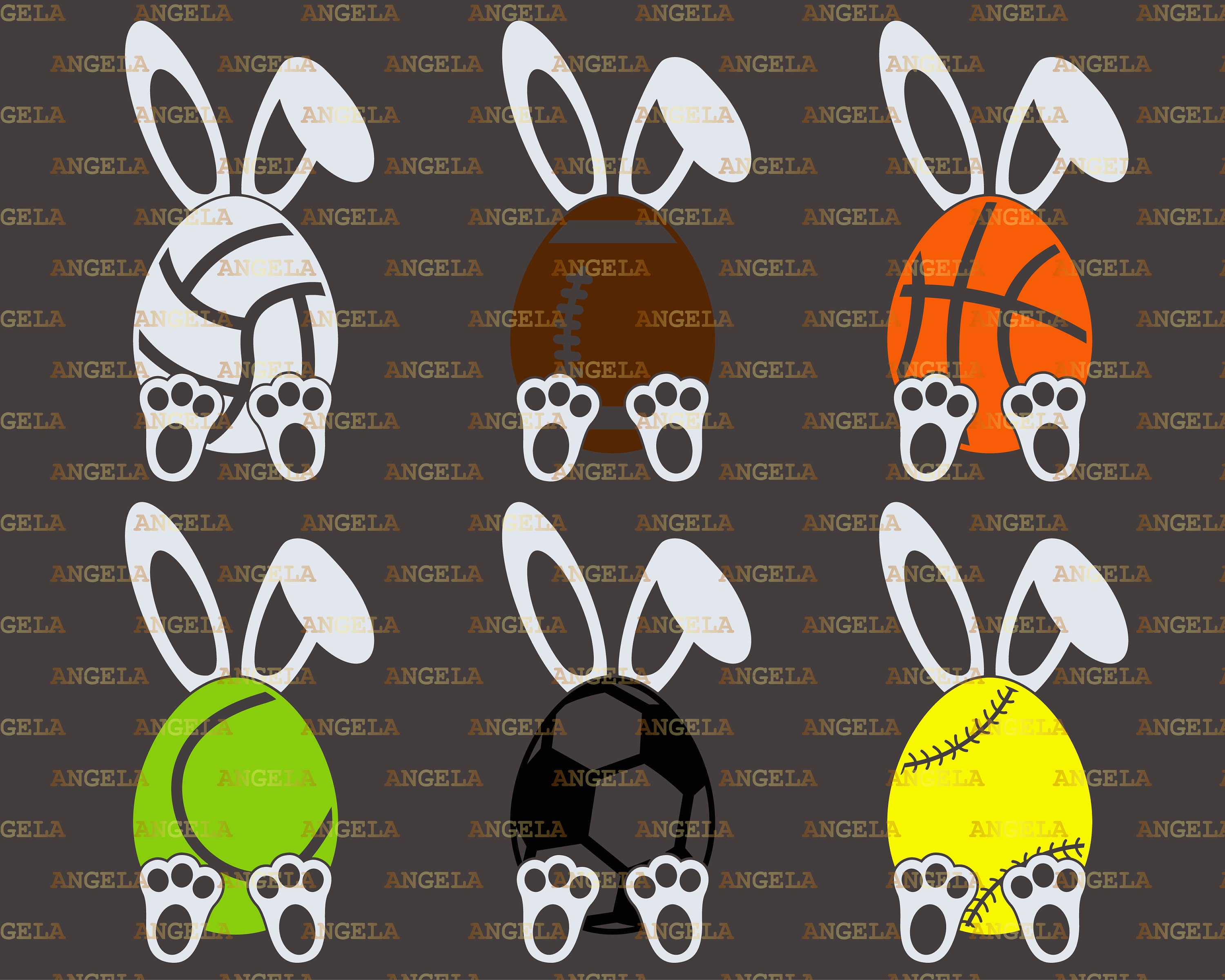 Easter Sports Eggs Svg Bunny Svg Softball Soccer Ball Etsy