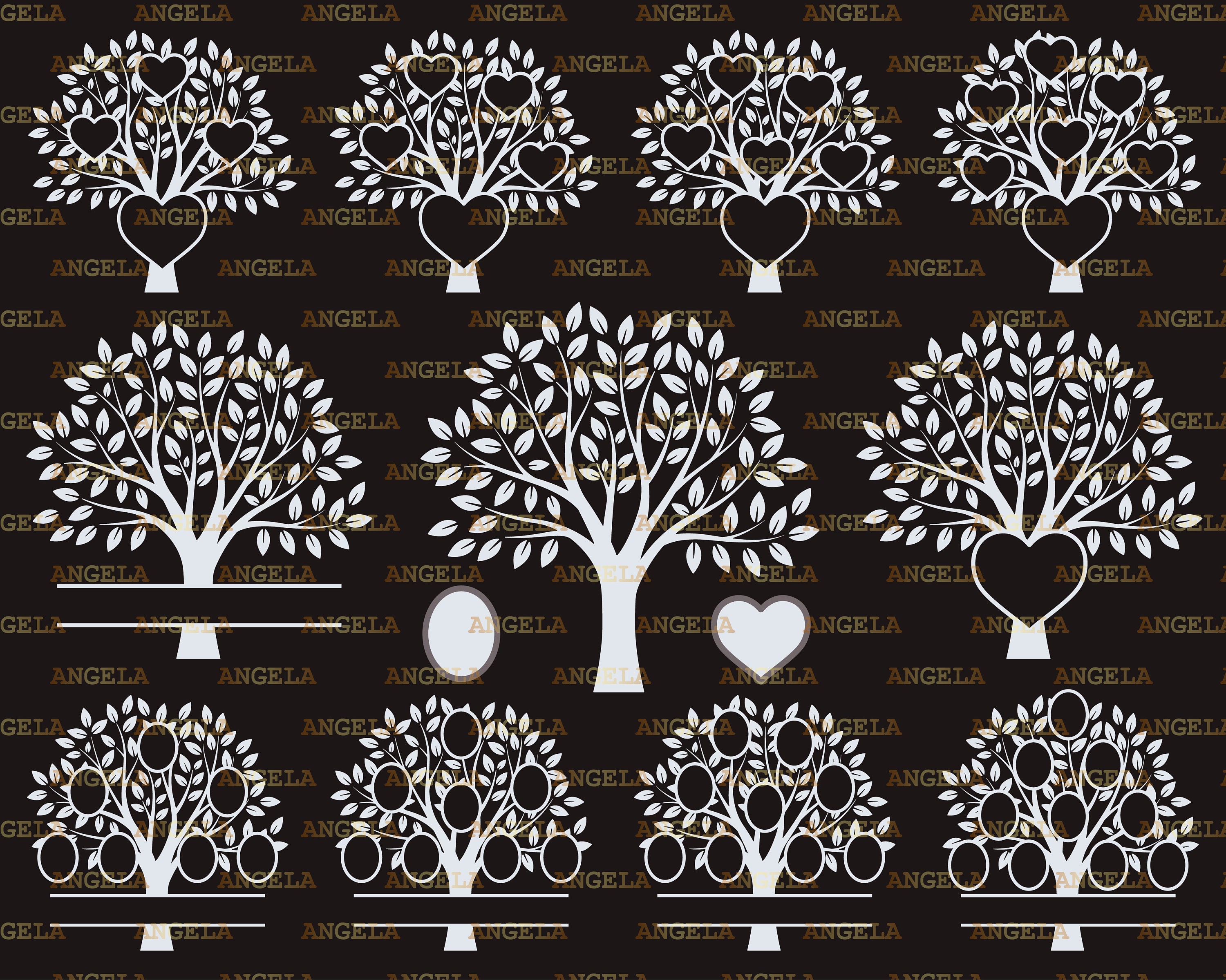 Family Tree SVG Bundle, Tree Svg, Ancestry Svg, Last Name Svg, Heart …