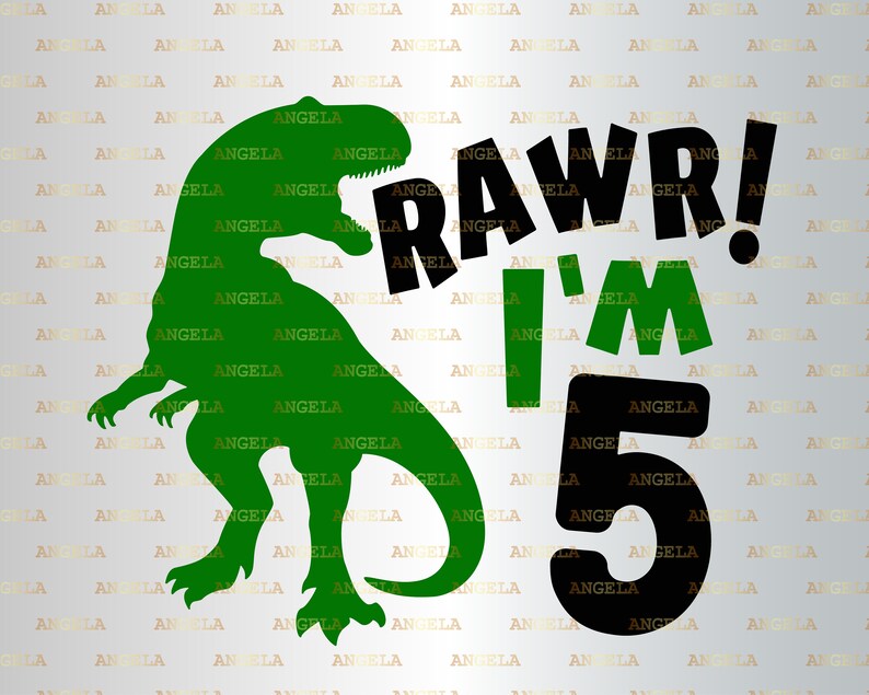 Download Rawr I'm Five SVG Birthday Svg Dinosaur Svg T-Rex 5th | Etsy