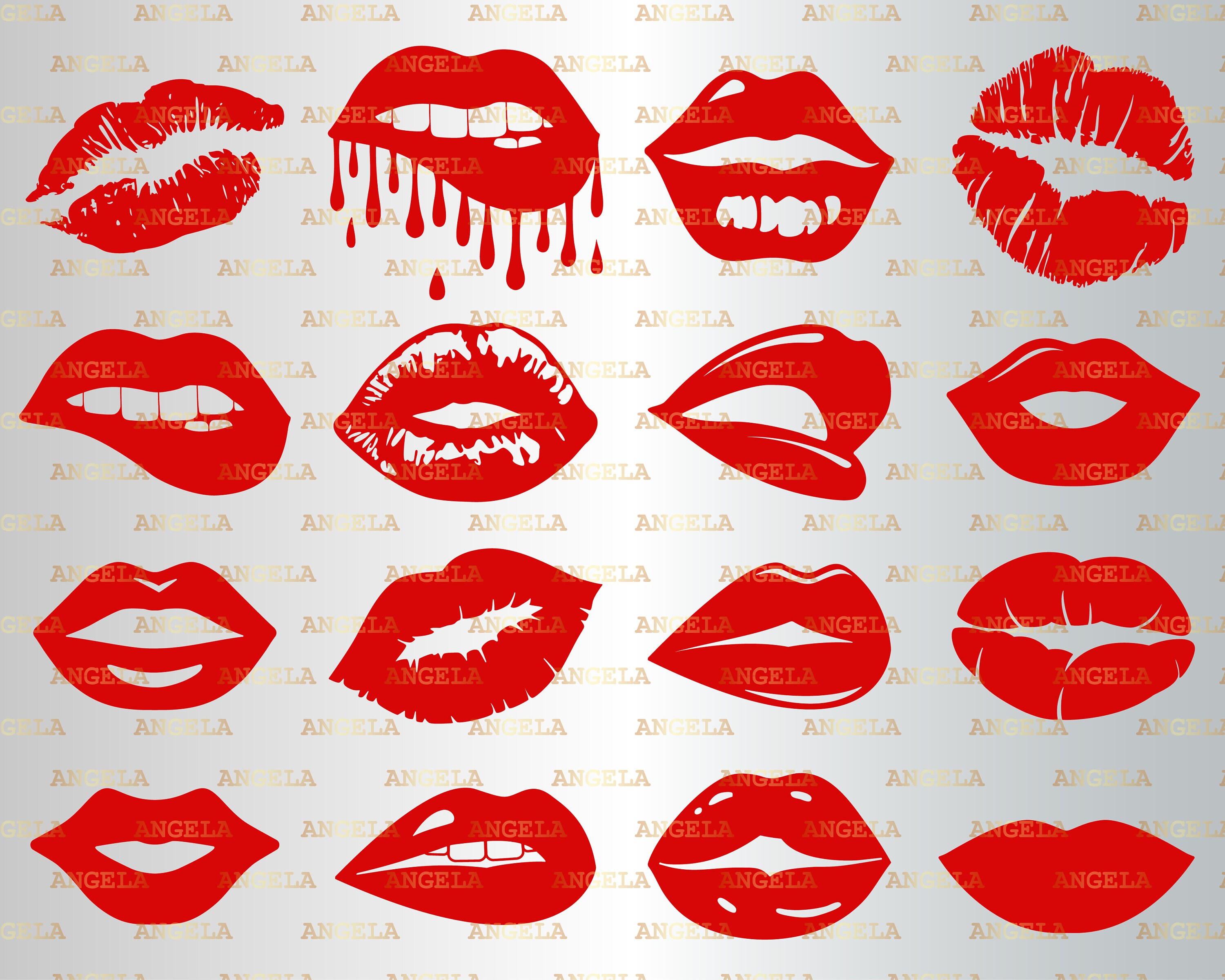 Lips SVG, Lips Bundle Svg, Kiss, Bleeding Lips, Biting Lips, Dripping…