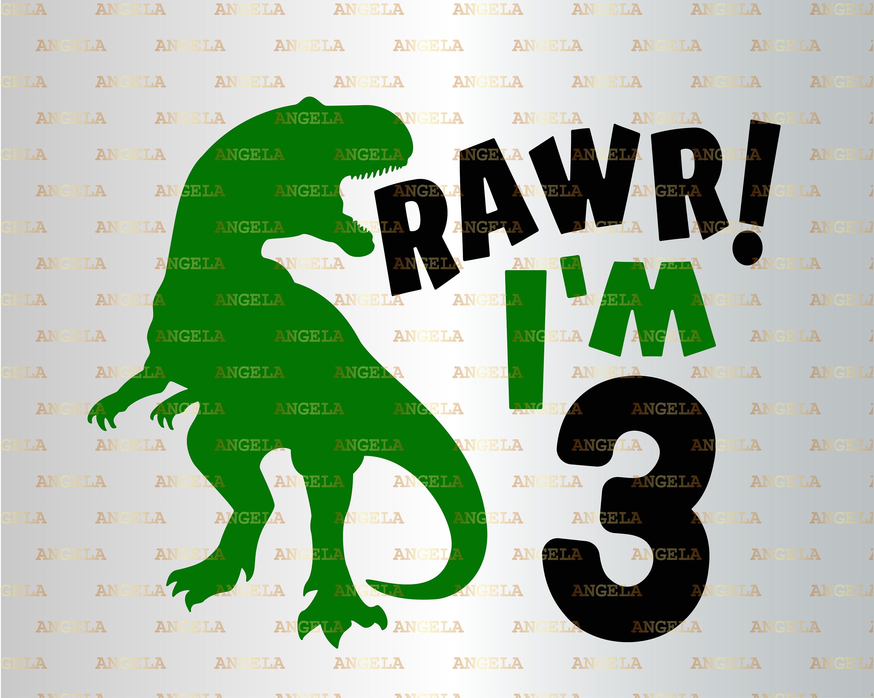 Rawr I'm Three SVG Birthday Svg Dinosaur Svg T-Rex 3rd | Etsy