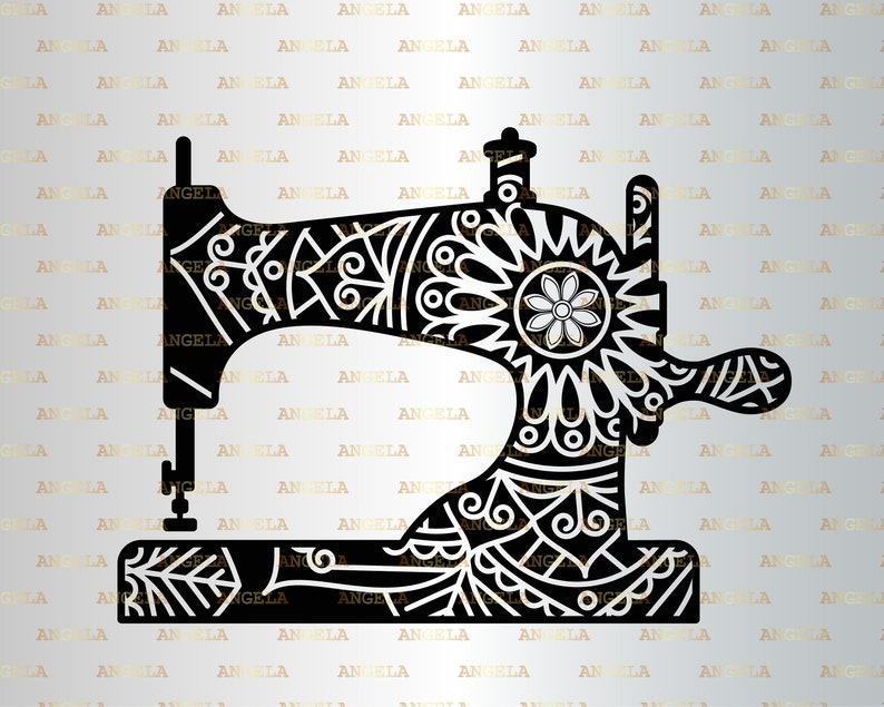 Download Art Collectibles Clip Art Sew Tailor Gift Silhouette Png Eps Dxf Vinyl Cut Digital Files Sewing Machine Svg Sewing Machine Zentangle Circle Monogram Mandala Svg