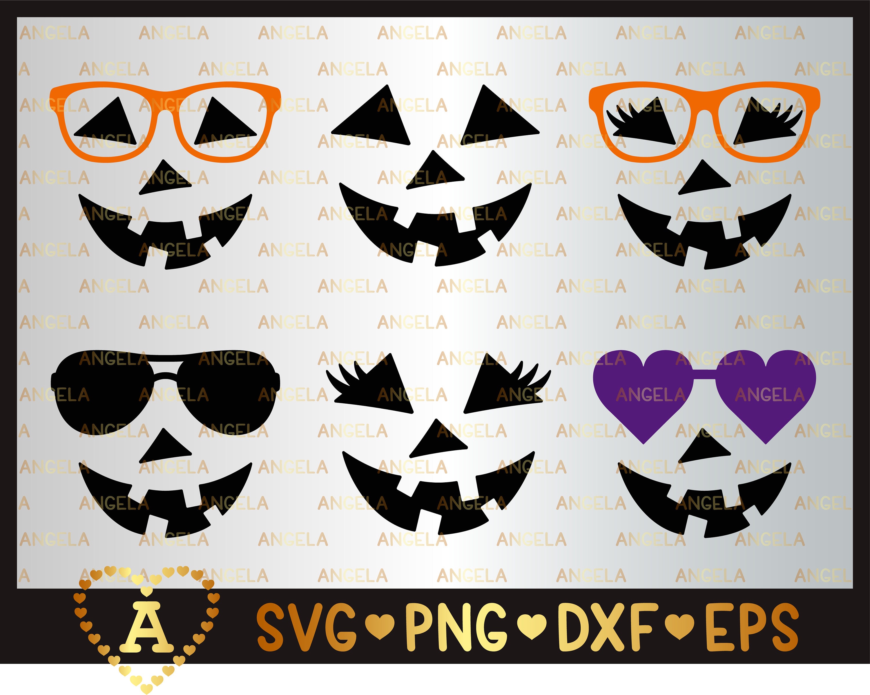 Halloween Pumpkin Faces Svg, Jack O Lantern With Glasses Svg, Ghost, …