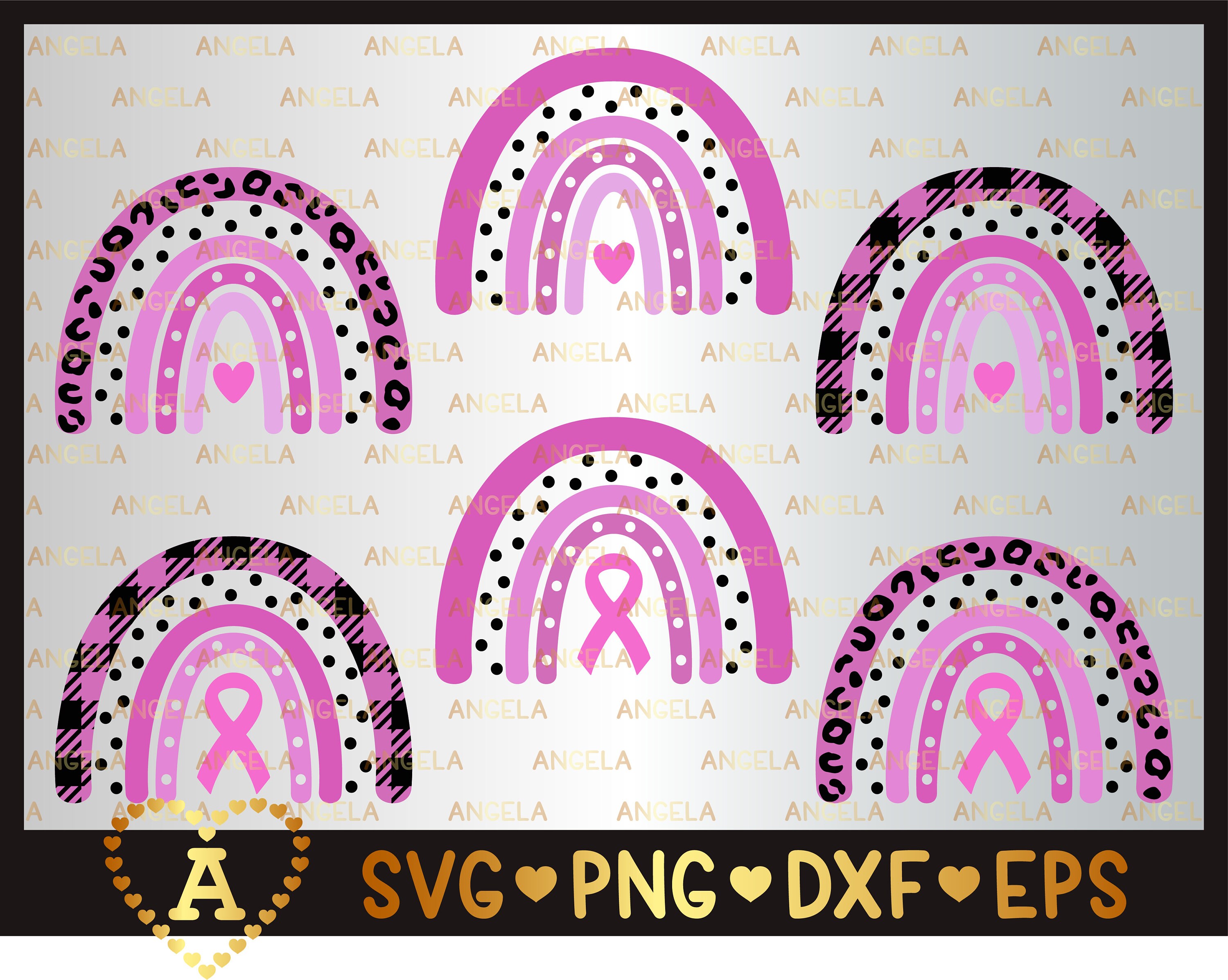 Awareness Breast Cancer Rainbow SVG Bundle, Leopard Rainbow Svg, In O…