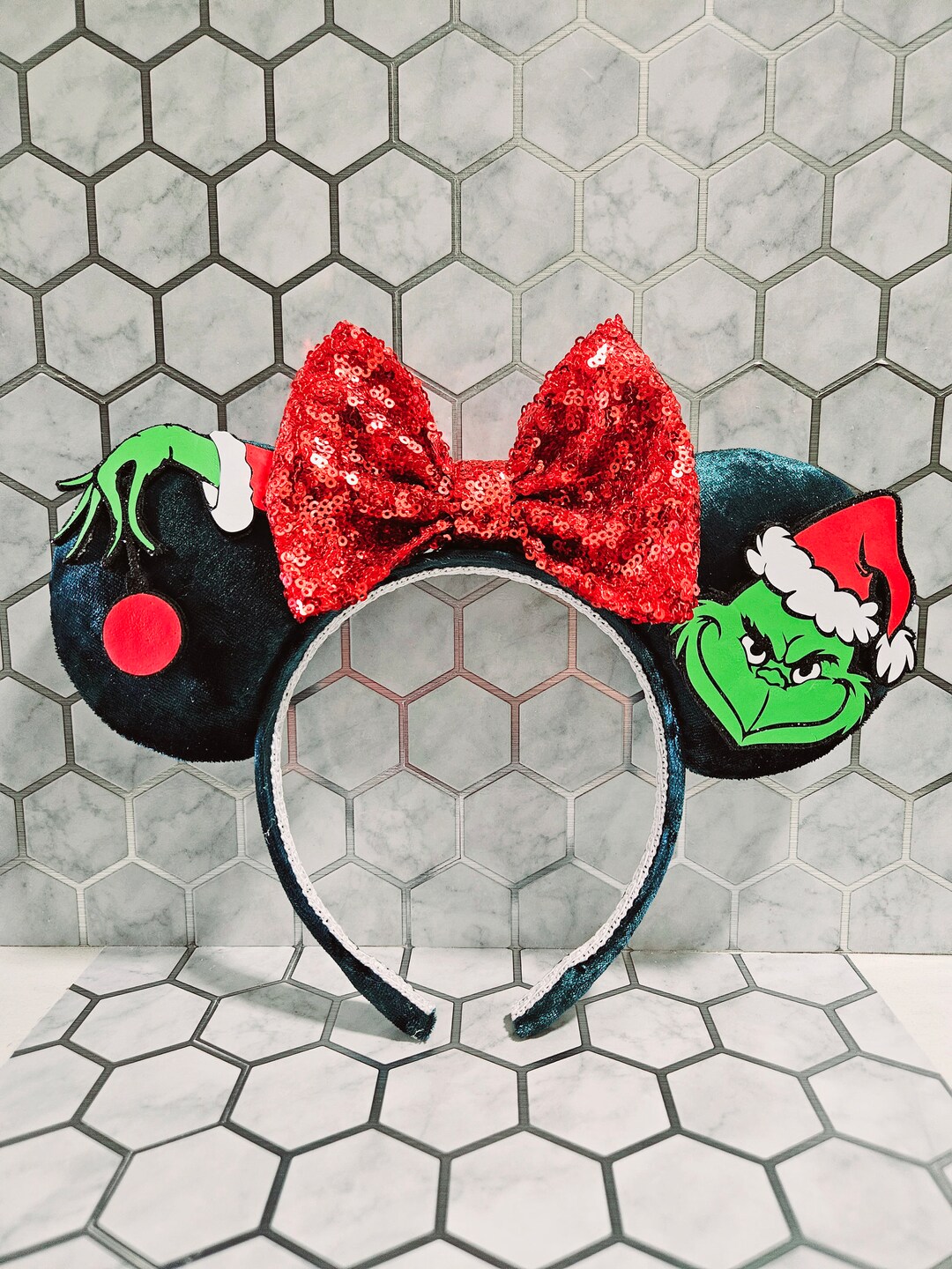 Grinch Mickey/minnie Ears Christmas in the Park Holiday Ears Etsy