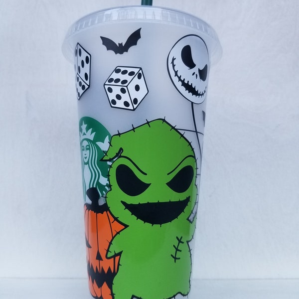 Oogie boogie with jack balloon reusable starbucks cold cup