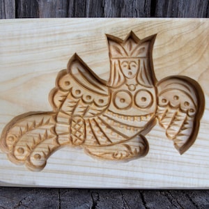 bird sirin woman Cookie mold gingerbread springerle speculaas kashigata mold Handmade carved wood Christmas Gift