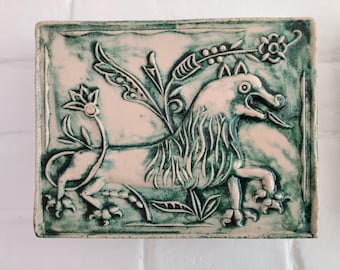 Tile Oven front Dragon Clay,embossed in the form Reconstruction of the XVII century