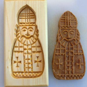 Cookie mold new &quot;Saint Nicholas&quot; gingerbread springerle speculaas kashigata mold Handmade carved wood Christmas Gift Linden tree