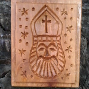 Wood cookie mold  Sn Nicholas gingerbread springerle speculaas kashigata mold Handmade carved wood Christmas Gift PEAR tree