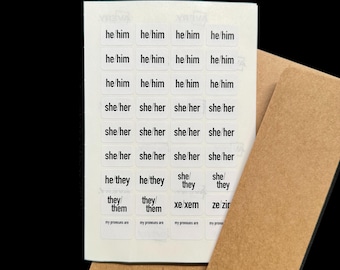 Tiny Pronoun Stickers for Name Tags, Conference Badges (504 pc)