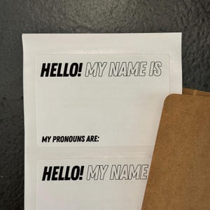 Blank name tags with pronoun prompts (50 stickers)