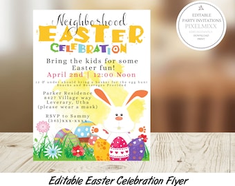 Editable Easter Celebration Flyer: Neighborhood Event (Digital Download)