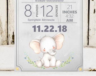 Personalized Birth Stats, Birth Announcement Wall Print, Editable Stats, Baby Keepsake, Nursery Printable, PDF Print Instant Download