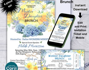 Floral Mutter Tochter Brunch Einladung Bundle (Digitaler Download)