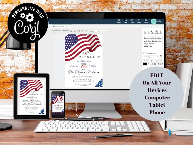 May include: A digital invitation for an Independence Day celebration. The invitation features a red, white, and blue American flag with the text "4th of July Independence Day" and "The Chapman Residence".