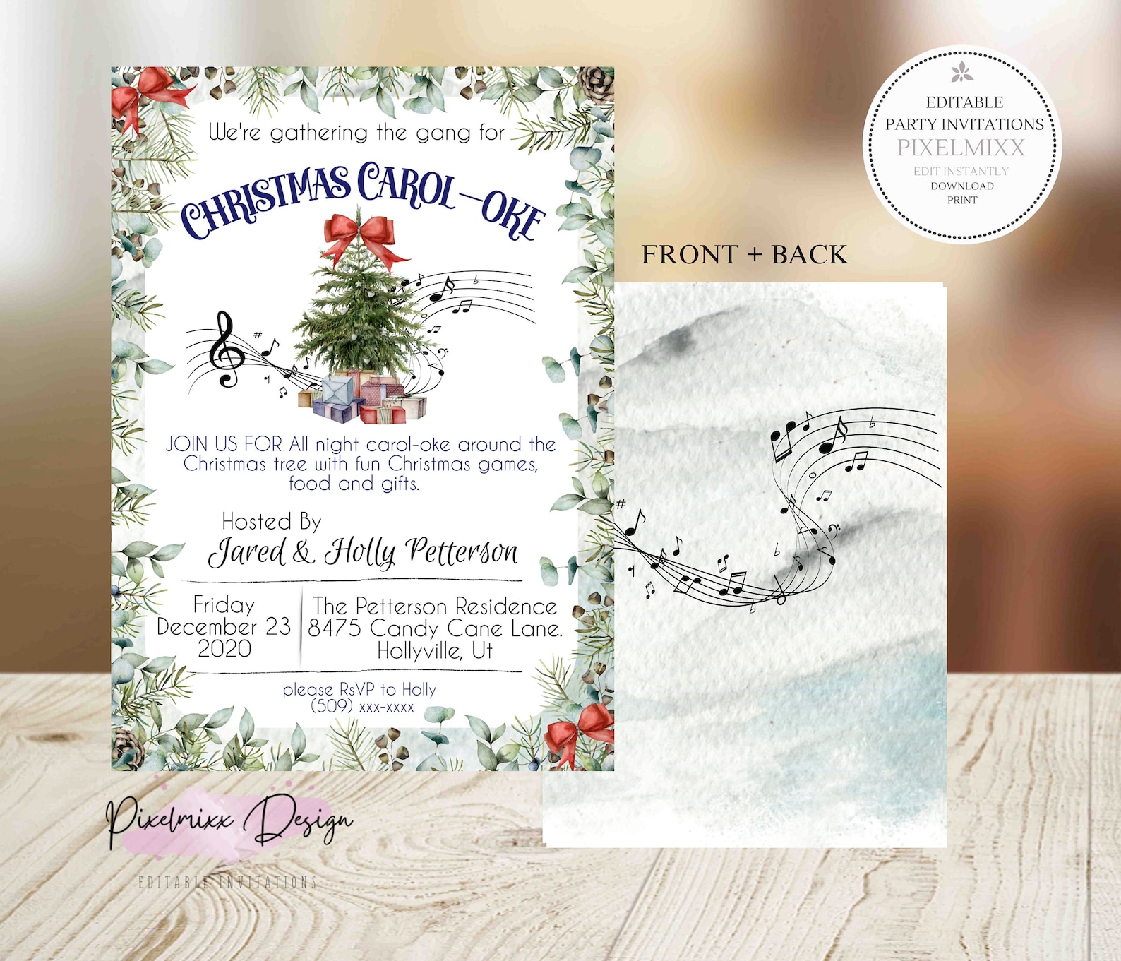 Christmas Carol-oke Party Invitation Printable Holiday Party - Etsy
