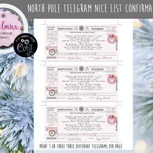 North Pole Telegram From the North Pole Santas Nice List Confirmation