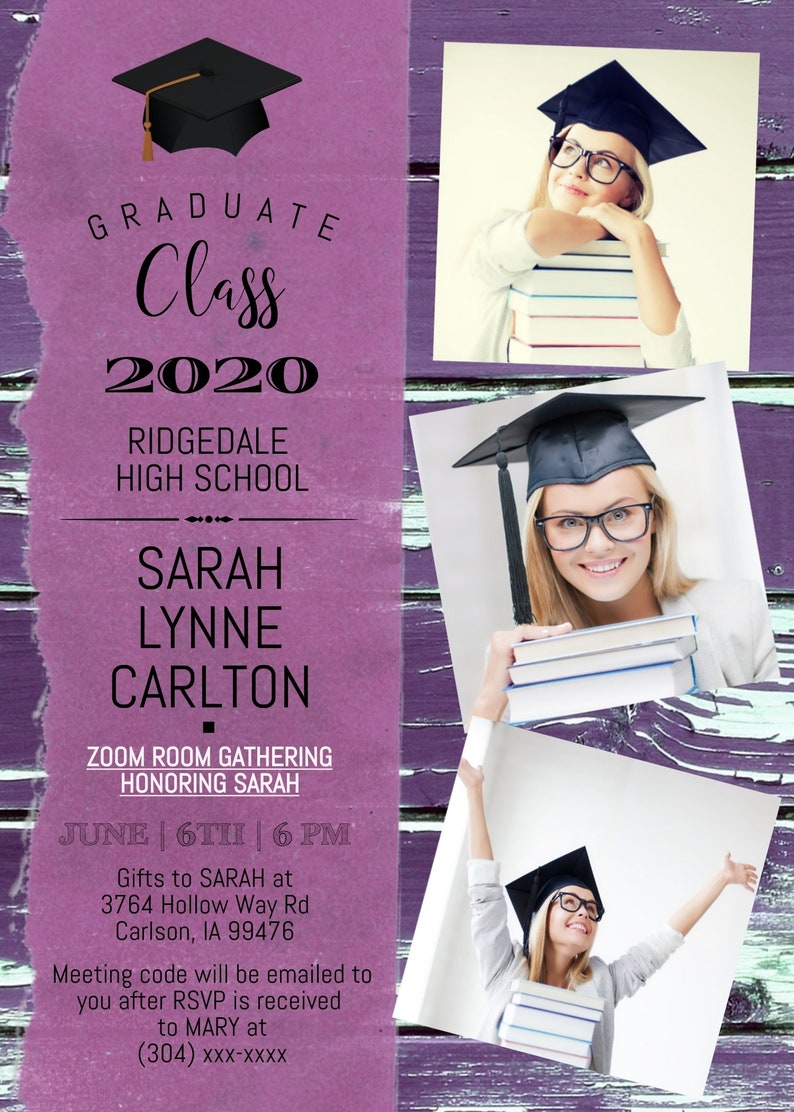 VirtualGraduationInvitation Graduation Celebration Invite Etsy