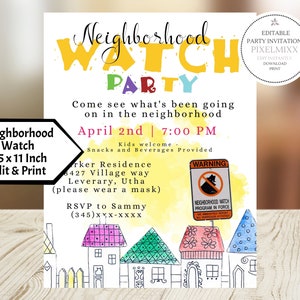 Neighborhood Watch Party Flyer, Edit This Neighborhood Watch Meeting Flyer Instantly-Then Download and Print, 8.5 X 11 Inch Flyer, Program