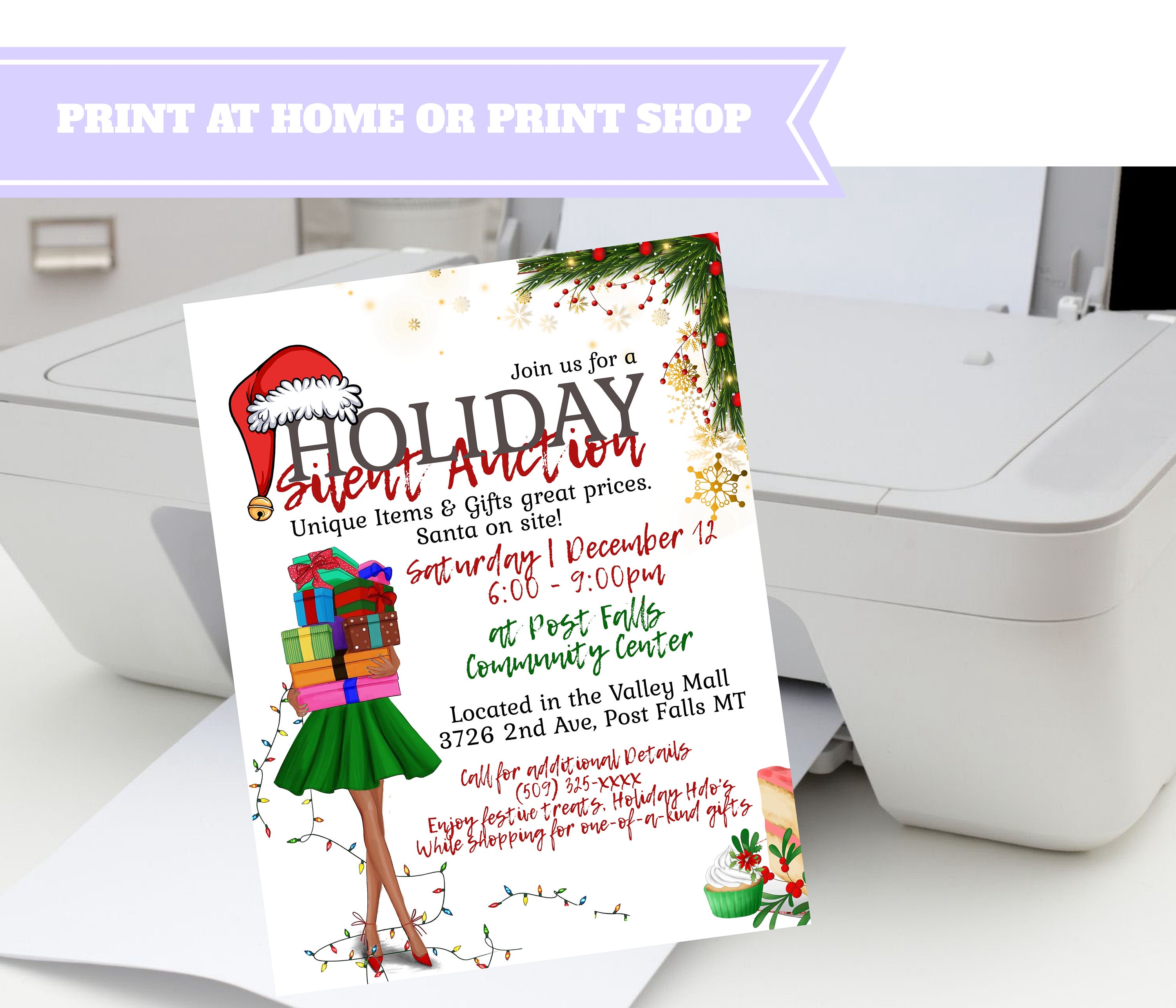 EDITABLE Holiday Silent Auction Flyer Christmas Silent Etsy