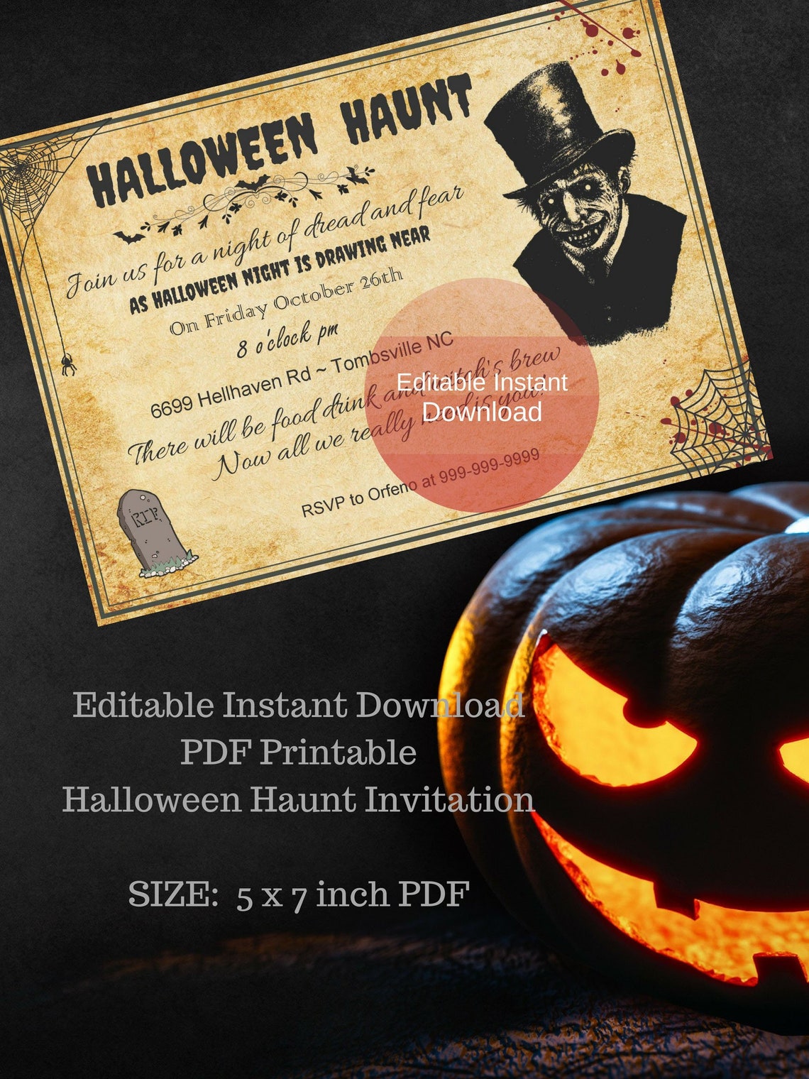 Halloween Party Invitation Halloween Invite Editable Instant | Etsy
