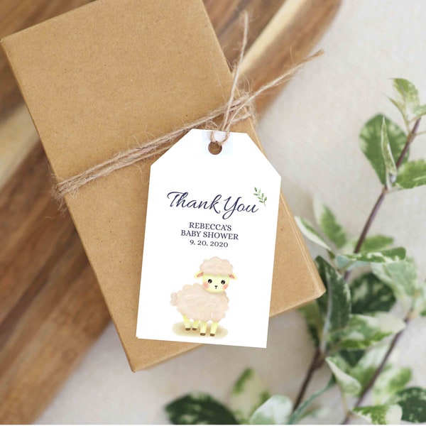 Baby Shower Favor Tag, Personalized Thank You Tag, Edit & Print Instantly, Baby Sprinkle Lamb Baby Shower Treat Bag Tags, Printable SS2
