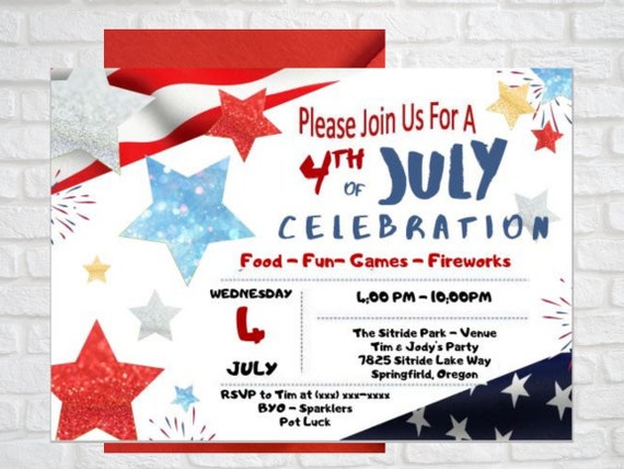 4th of july party invitation patriotic invite digital download invitation independence day celebration nowaiting edit and print now 4th of july party invitation