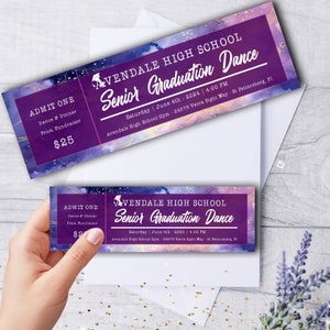 DIY Event Ticket Template Anpassbares Party Ticket Printable Einladungskarte für Schulsozialarbeit oder Abschlussfeier Partyticket Lädt ein
