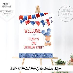 BEWERKBAAR Verjaardagsfeestje Welkomstbord, Peuter Verjaardagsfeestbord, Afdrukbaar Instant Download, Bewerk & Print Nu - Geen wachttijden!