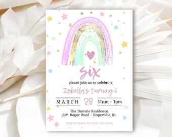 EDITABLE Rainbow Birthday Invitation, Edit and Print Invitation Template, Birthday or Baby Shower, Instant Download - Edit Now, No Waiting!