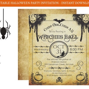 Modello modificabile di invito di Halloween, invito a una festa di Halloween vintage, invito di Halloween stampabile per adulti, invito gotico, download istantaneo