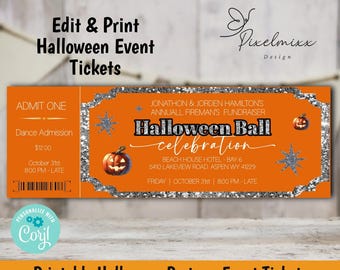 Editable Halloween Ball Ticket Template: Printable Event Pass (Digital)