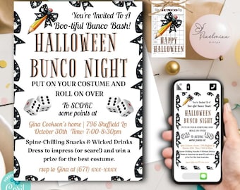 Printable Halloween Bunco Invitation Set: Editable Party Games (Digital)